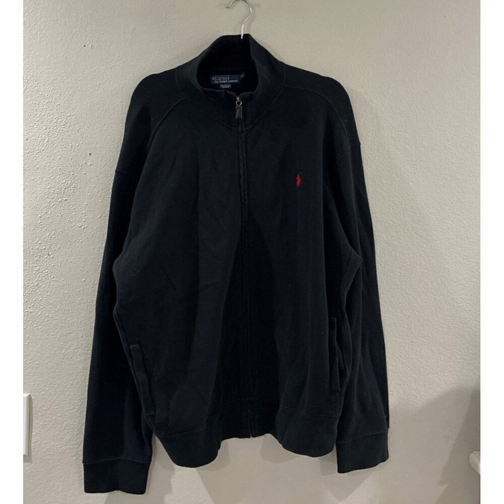 Polo Ralph Lauren 'sweatshirt Mens Vintage Full Zip Mock Neck Size XL Black
